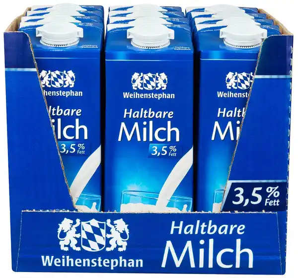 Bild 1 von WEIHENSTEPHAN Ein ganzer Karton Haltbare Milch 3,5 %, Karton = 12 x 1-l-Packg.