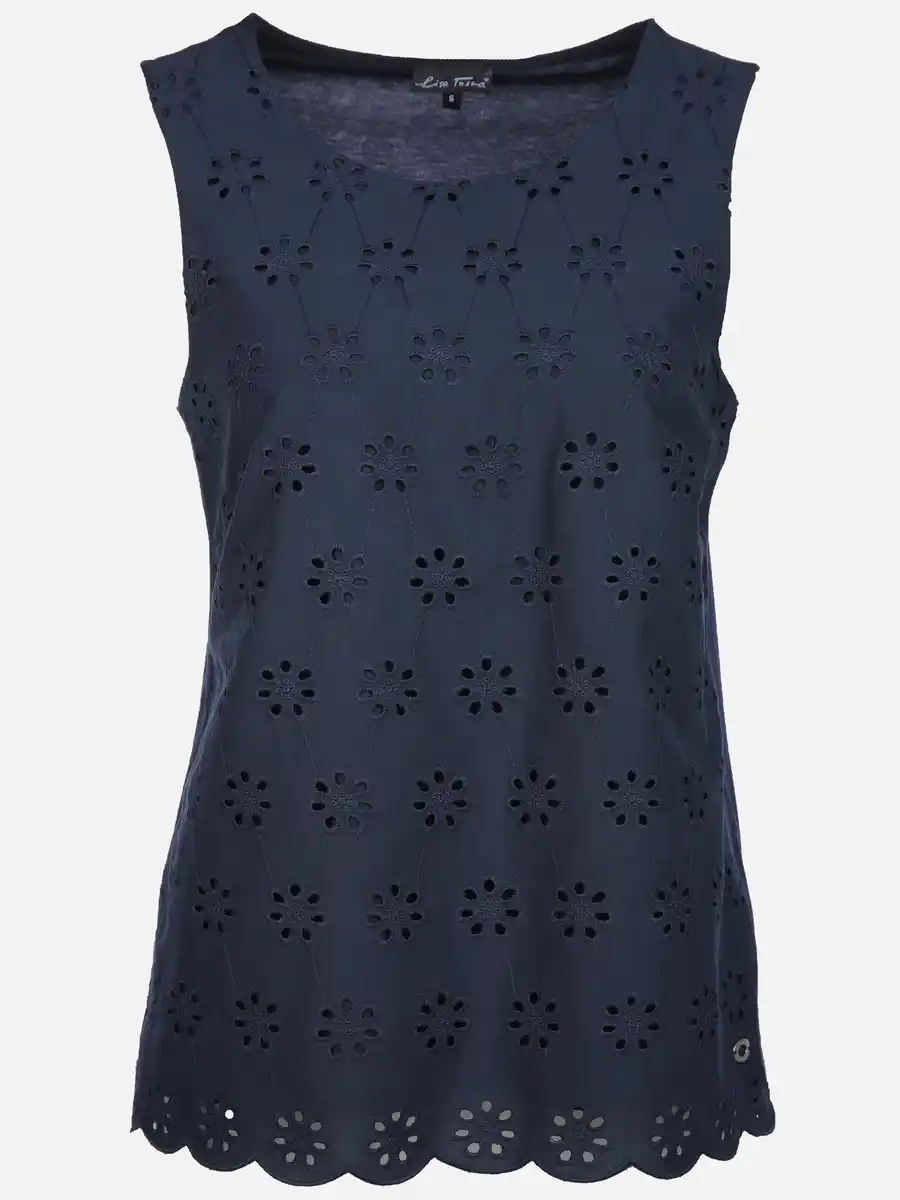 Bild 1 von Damen Top mit Lochstickerei Marine