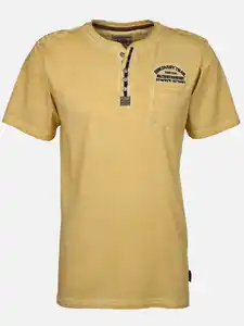 Herren Henleyshirt mit Stickerei Gelb