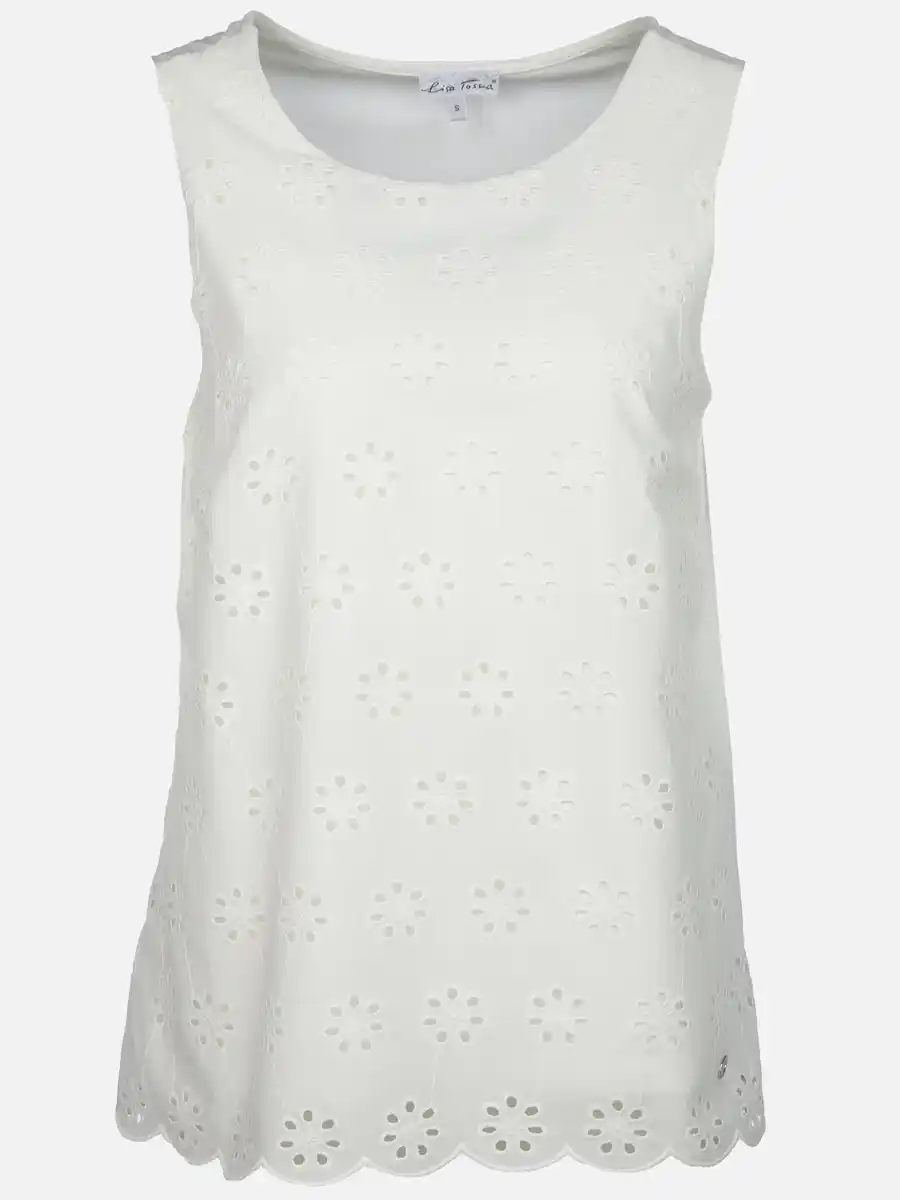 Bild 1 von Damen Top mit Lochstickerei Weiß