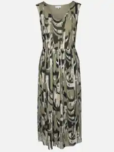 Damen Kleid mit Ethno Alloverprint Oliv