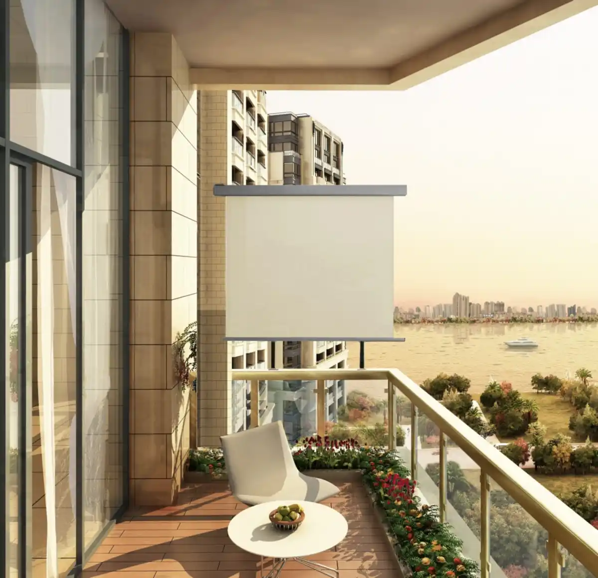 Bild 2 von Balkonmarkise Sichtschutz Sonnenrollo Alu-Seitenmarkise, ca. 150 x 200 cm - Beige