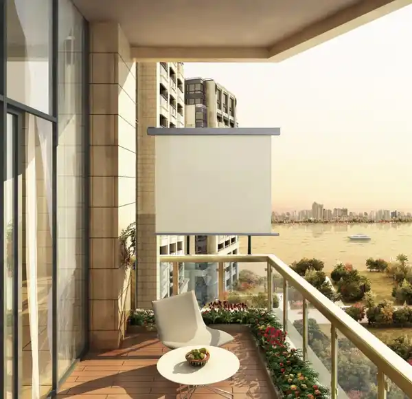 Bild 2 von Balkonmarkise Sichtschutz Sonnenrollo Alu-Seitenmarkise, ca. 150 x 200 cm - Beige