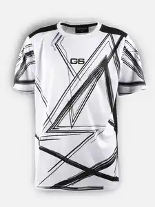 Jungen Sport Shirt mit abstraktem Print Weiß
