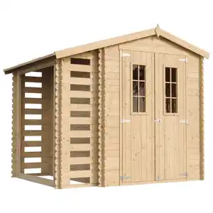 Timbela Gartenhaus aus Holz mit Brennholzschuppen