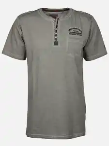 Herren Henleyshirt mit Stickerei Grau