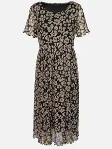 Damen Meshkleid mit Alloverprint Schwarz