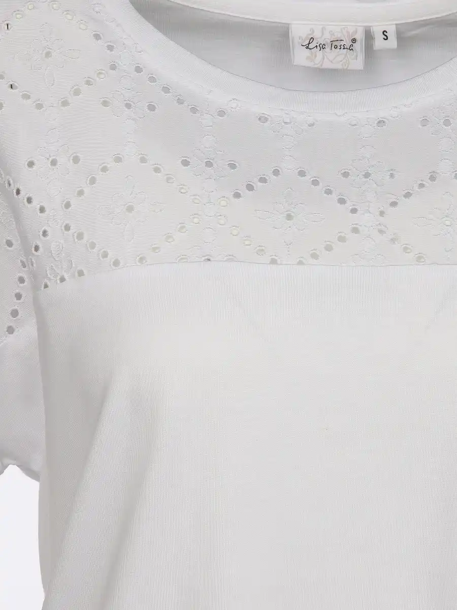 Bild 3 von Damen T-Shirt mit Lochstickerei Weiß