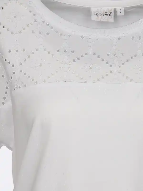 Bild 3 von Damen T-Shirt mit Lochstickerei Weiß