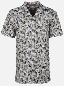 Herren Resorthemd mit kurzem Arm und Alloverprint Oliv