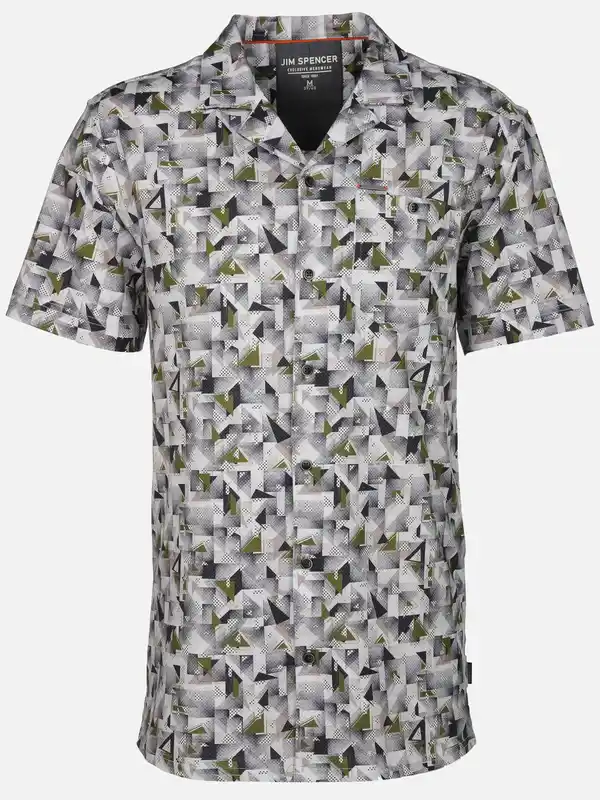 Bild 1 von Herren Resorthemd mit kurzem Arm und Alloverprint Oliv
