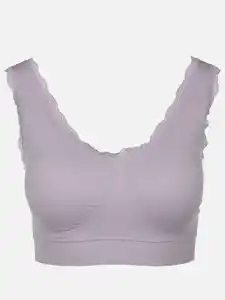 Damen Bustier mit Spitzenbesatz Grau
