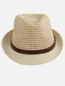 Herren Hut mit Kontrastband Beige