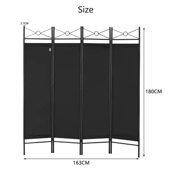 Bild 3 von Paravent 4-teilige Raumteiler 180 x 163 cm schwarz