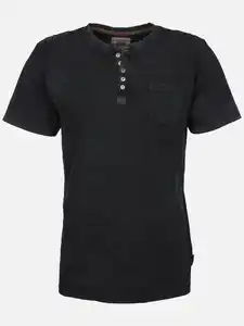 Herren Henleyshirt mit Stickerei Schwarz