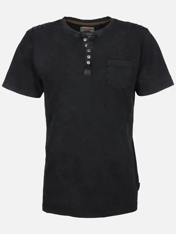 Bild 1 von Herren Henleyshirt mit Stickerei Schwarz
