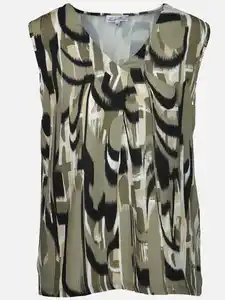 Damen Blusentop im Alloverprint Oliv