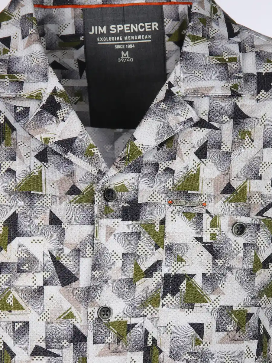 Bild 3 von Herren Resorthemd mit kurzem Arm und Alloverprint Oliv