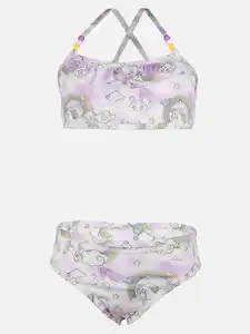 Mädchen Bikini mit Einhörnern Weiß