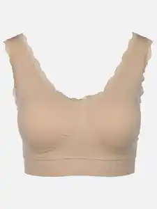 Damen Bustier mit Spitzenbesatz Beige