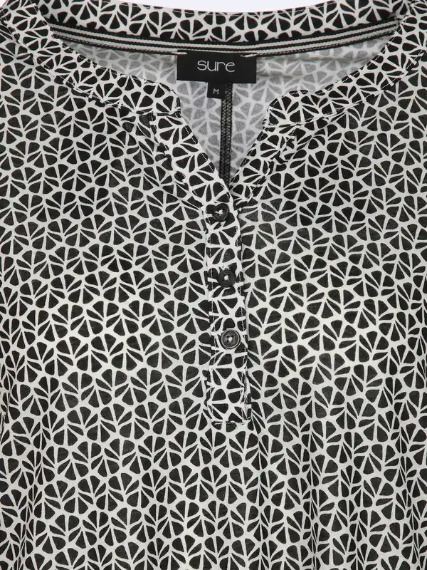 Bild 3 von Damen Henleyshirt mit Muster Schwarz