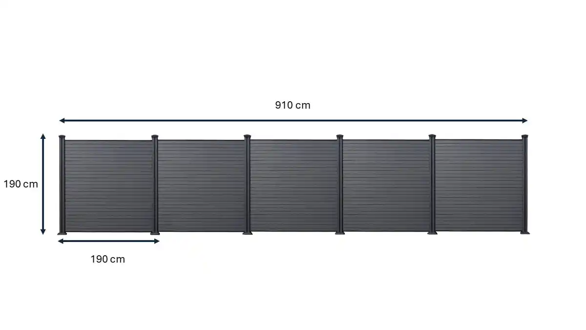 Bild 2 von WPC-Sichtschutzzaun CORTADO - 5x Element + 6x Pfosten - Schwarz