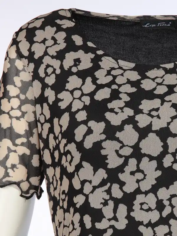 Bild 3 von Damen Meshkleid mit Alloverprint Schwarz