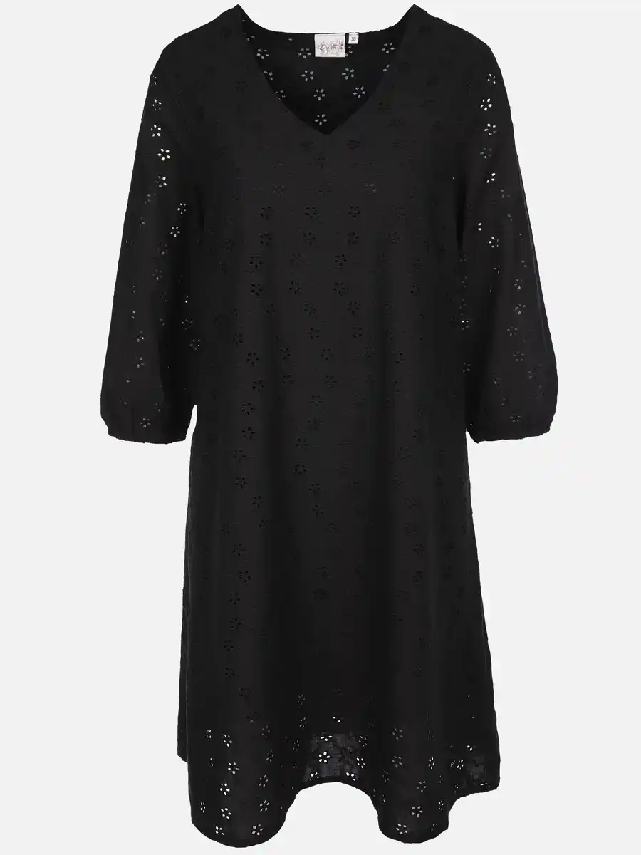 Bild 1 von Damen Kleid mit Lochstickereri Schwarz