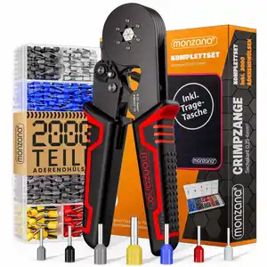 monzana® Crimpzange Set sechskant mit Aderendhülsen
