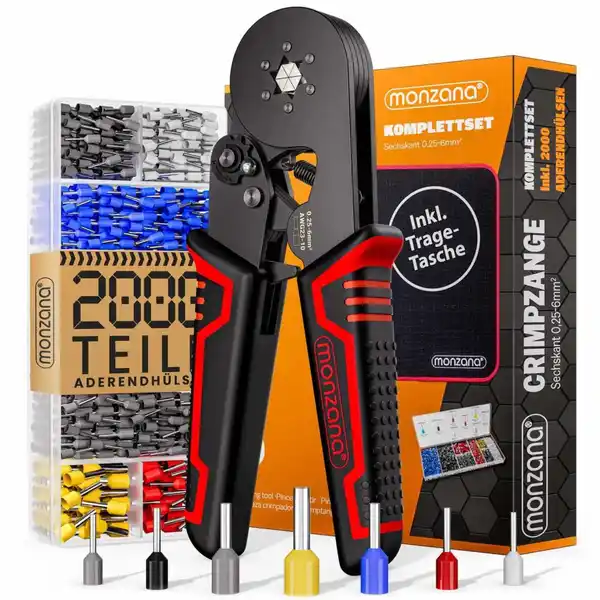 Bild 1 von monzana® Crimpzange Set sechskant mit Aderendhülsen