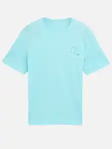 Herren T-Shirt mit Logoprint Türkis