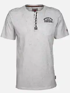 Herren Henleyshirt mit Stickerei Weiß