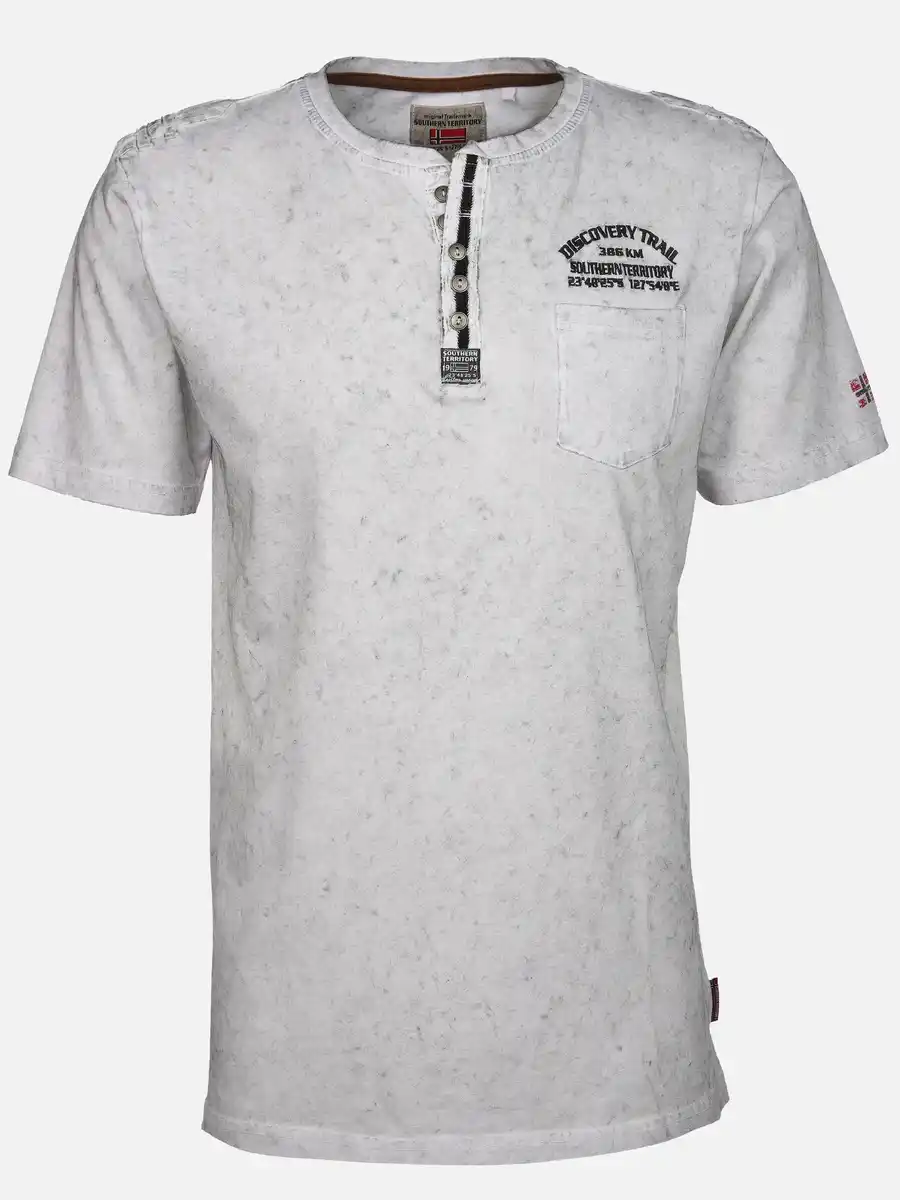 Bild 1 von Herren Henleyshirt mit Stickerei Weiß