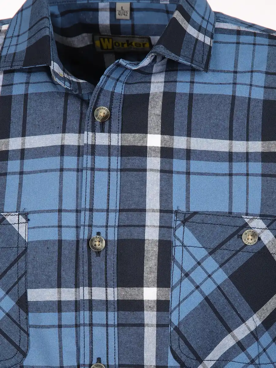 Bild 2 von Herren Arbeitshemd mit zwei aufgesetzten Taschen Blau