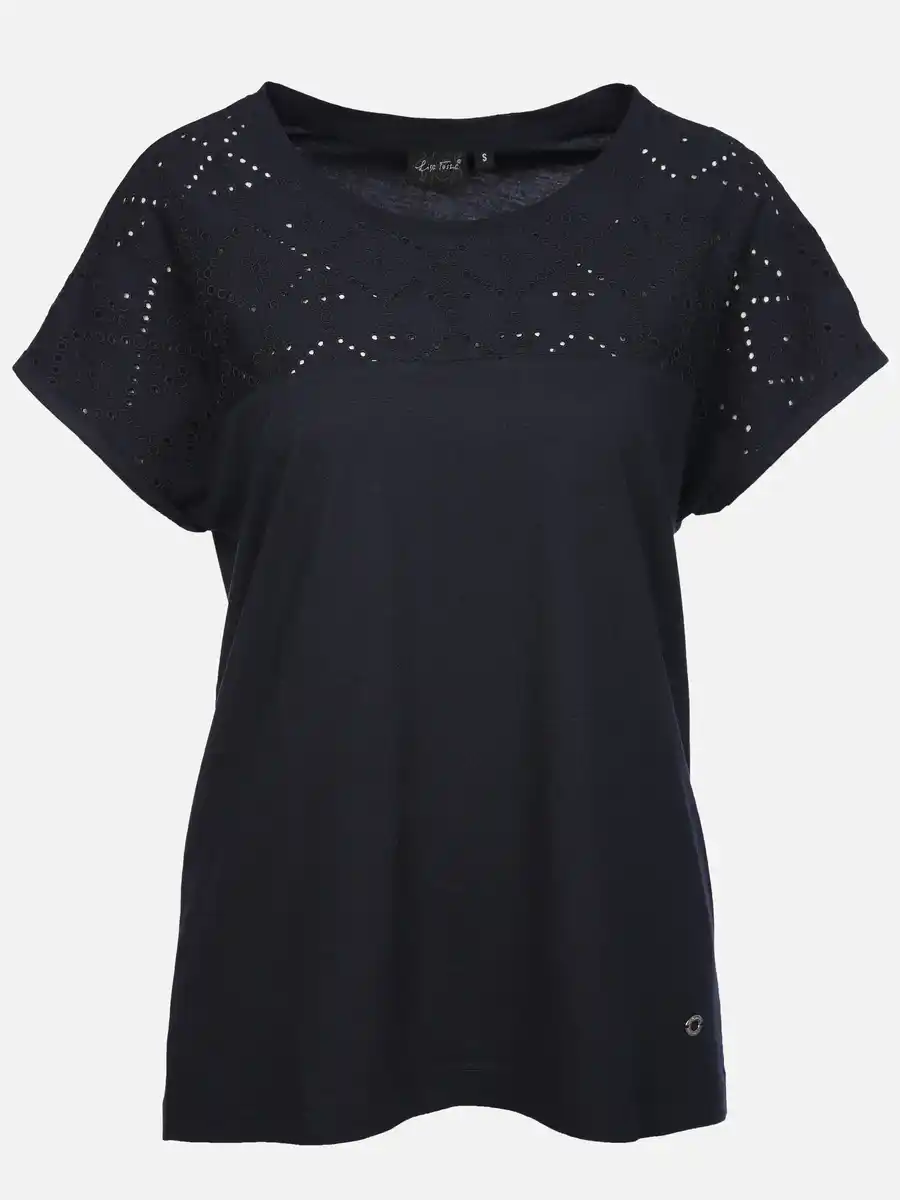 Bild 1 von Damen T-Shirt mit Lochstickerei Marine