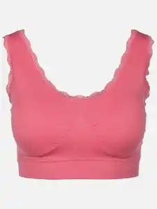 Damen Bustier mit Spitzenbesatz Pink