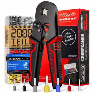 monzana® Crimpzange Set vierkant mit Aderendhülsen