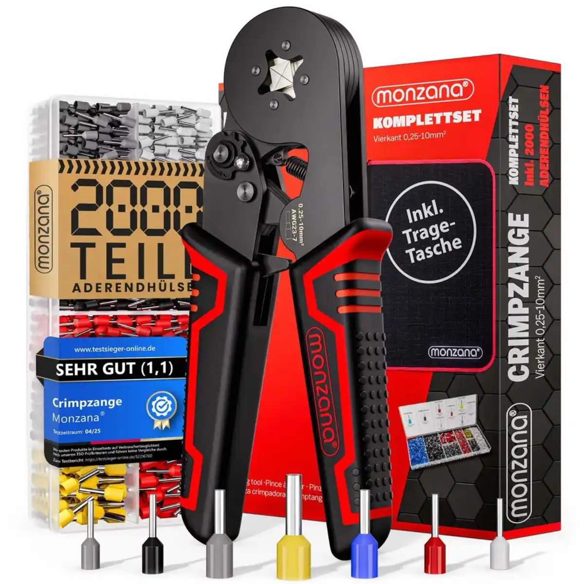 Bild 1 von monzana® Crimpzange Set vierkant mit Aderendhülsen