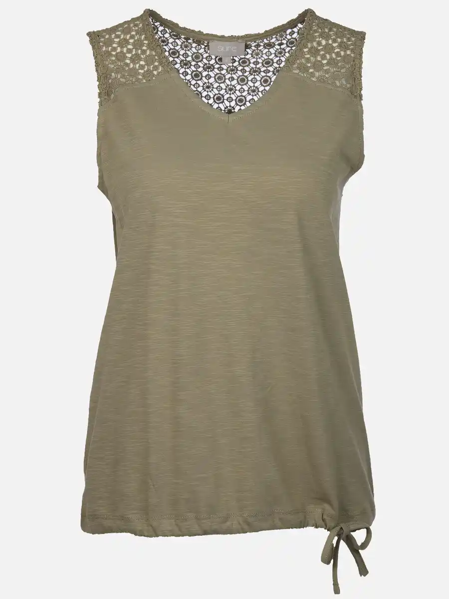 Bild 1 von Damen Top mit Lochstickerei Oliv