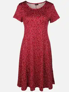Damen Jerseykleid mit Alloverprint Rot