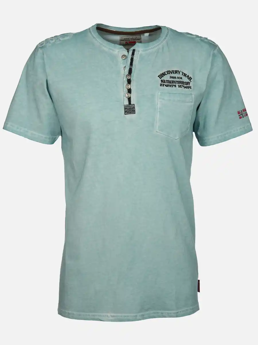 Bild 1 von Herren Henleyshirt mit Stickerei Blau