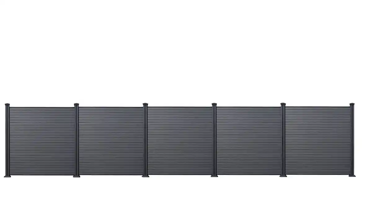 Bild 1 von WPC-Sichtschutzzaun CORTADO - 5x Element + 6x Pfosten - Schwarz