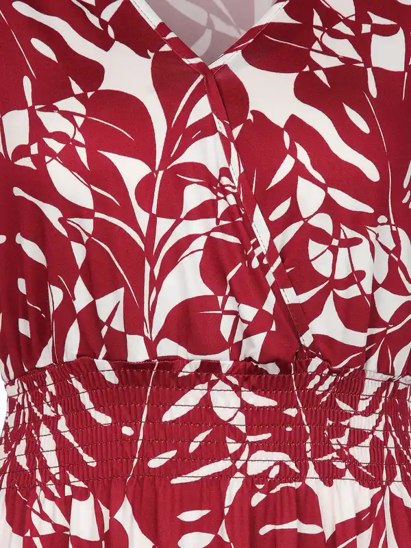 Bild 3 von Damen Jerseykleid mit Blätterprint allover Rot