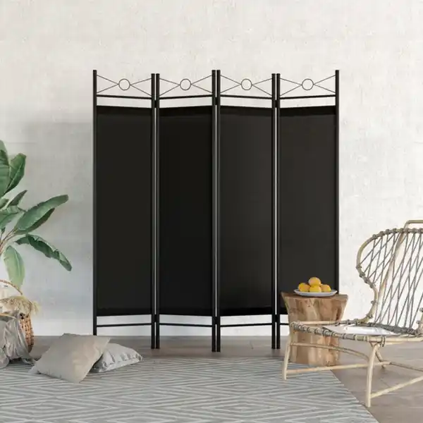 Bild 2 von Paravent 4-teilige Raumteiler 180 x 163 cm schwarz