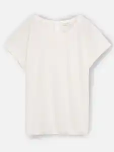 Damen T-Shirt mit Lochmuster Weiß
