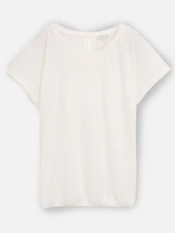 Bild 1 von Damen T-Shirt mit Lochmuster Weiß