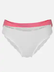 Damen Bikinislip mit Spitzenbesatz im 2er Pack Weiß
