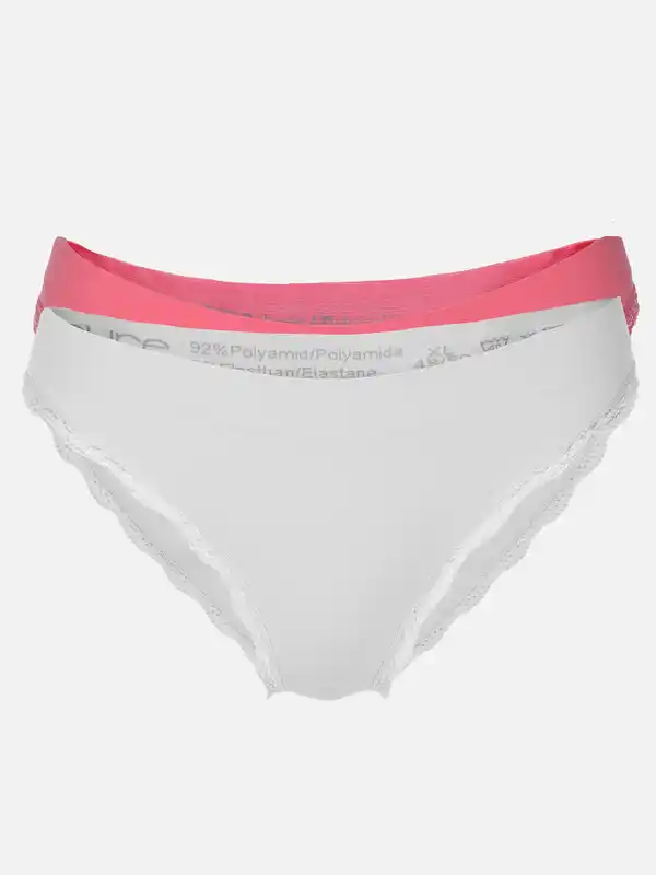 Bild 1 von Damen Bikinislip mit Spitzenbesatz im 2er Pack Weiß