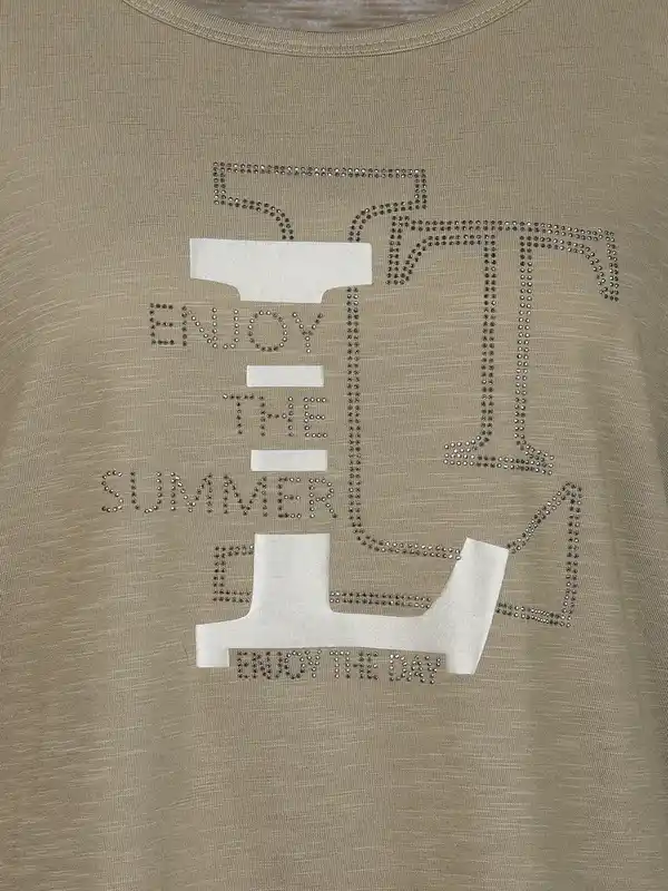 Bild 3 von Damen T-Shirt mit Glitzerfrontprint Oliv