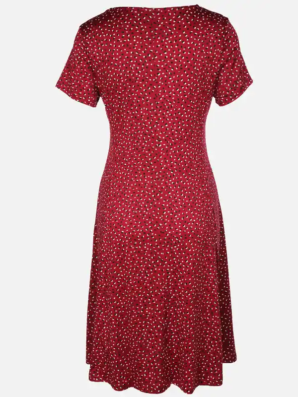 Bild 2 von Damen Jerseykleid mit Alloverprint Rot
